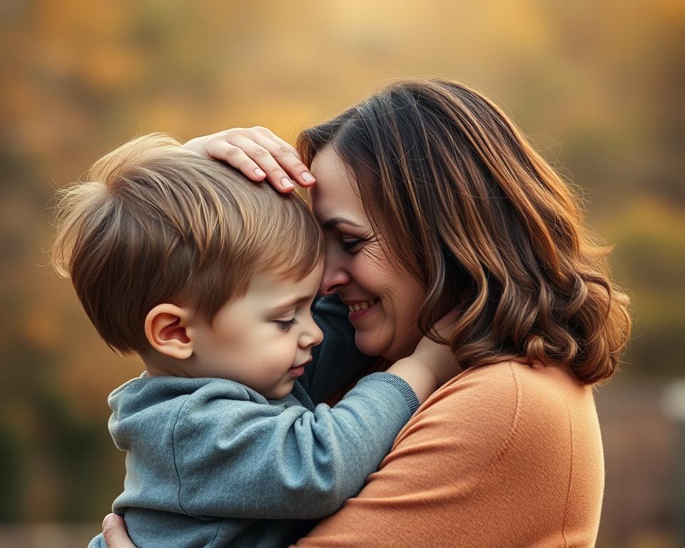 son holding his mom head