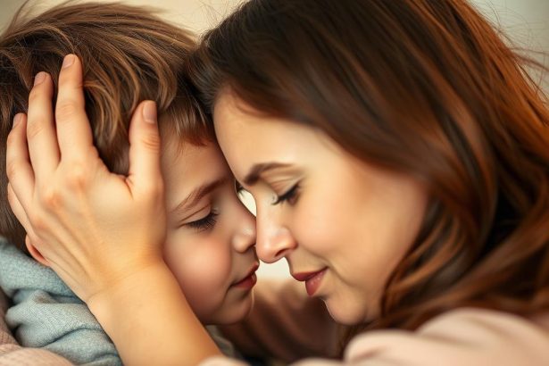 son holding his mom's head