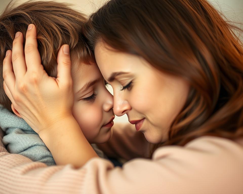 son holding his mom's head